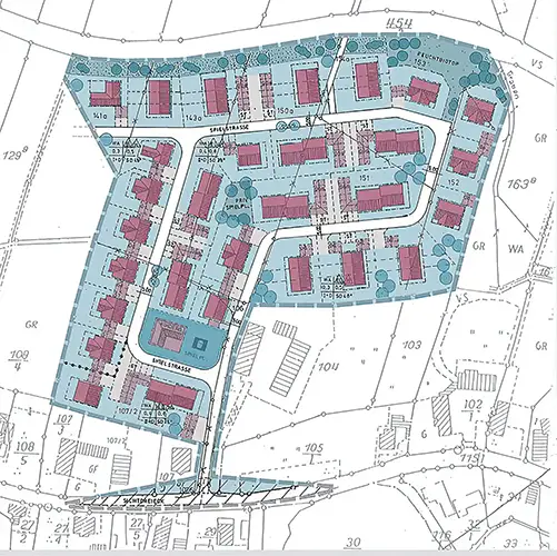 Lageplan Neubausiedlung Aspichring